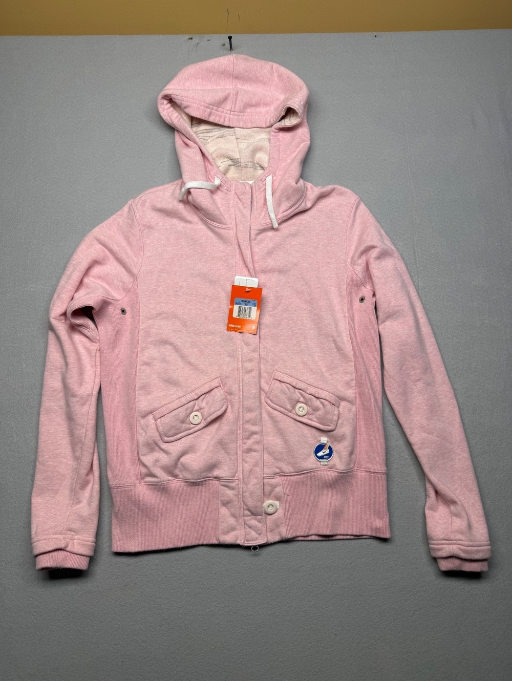 Vintage Y2K Nike Women's Pink Full-Zip Hoodie M NWT